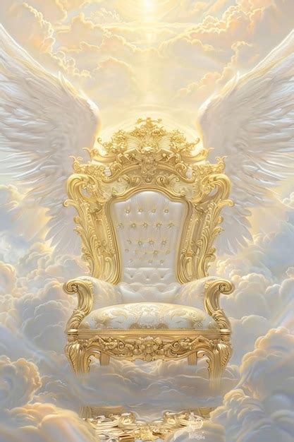 Majestic golden throne of god in heaven in the sky surrounded white ...