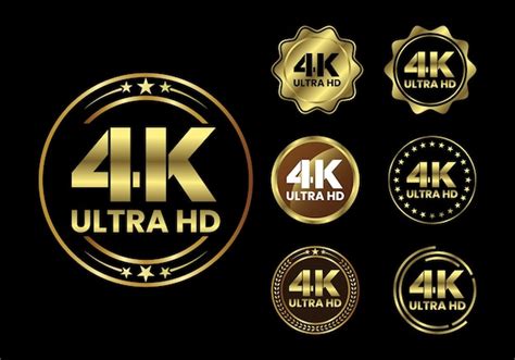 Premium Vector Golden 4k Ultra Hd Video Resolution Icon Logo High