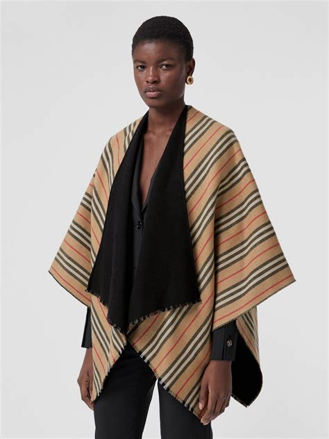 Womens Designer Ponchos And Capes Burberry® Official Wool Cape Runway Pattern Poncho Cape