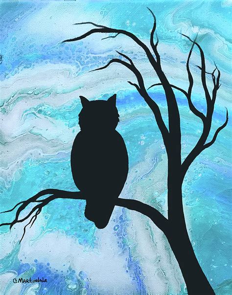 Owl Silhouette Abstract Painting by Carole Martindale - Pixels