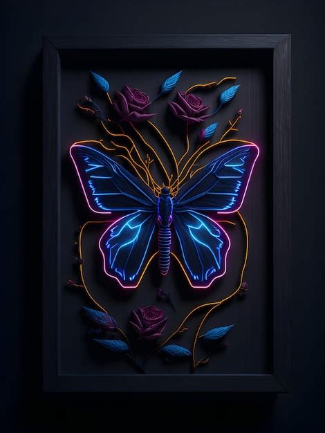 Premium Ai Image Butterfly Neon Sign