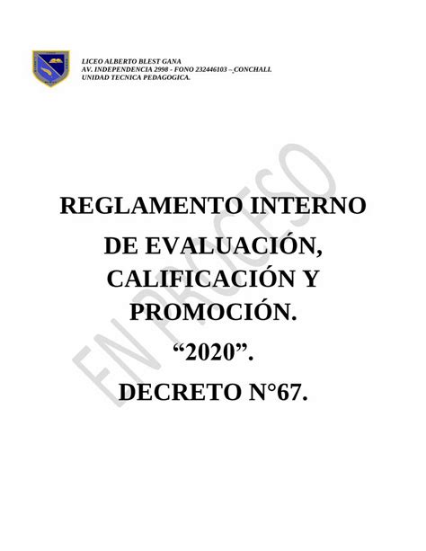 Pdf Reglamento Interno De Evaluaci N Comunidad Escolar Este