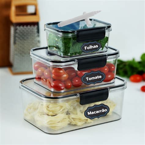 Potes Herméticos Para Geladeira - Jogo 3 Potes Herméticos para Geladeira para Frutas Legumes Potes ...