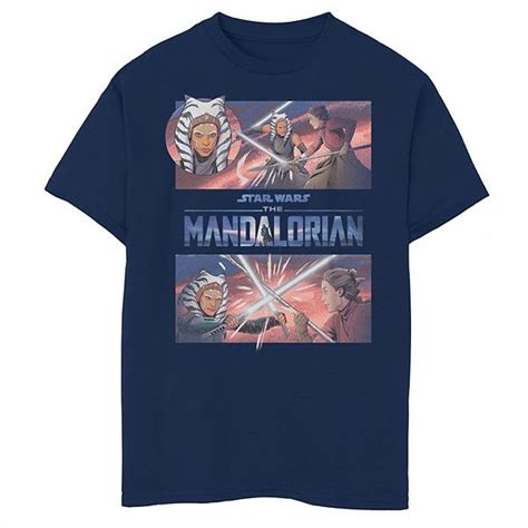 Boys 8 20 Star Wars The Mandalorian Clash With Ahsoka Poster Graphic Tee