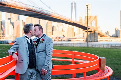 Sunrise Elopement With Two Grooms At Brooklyn Bridge Park Darren