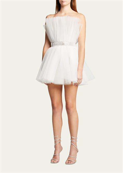 Bronx And Banco Anna Strapless Pleated Tulle Mini Dress Bergdorf Goodman