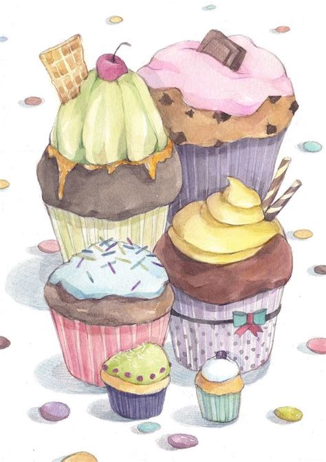 Мария Леман - Капкейки | Watercolor food, Art tutorials watercolor ...