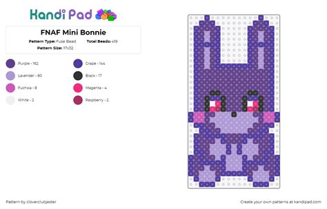 FNAF Mini Bonnie Fuse Bead Pattern Kandi Pad Kandi Patterns Fuse