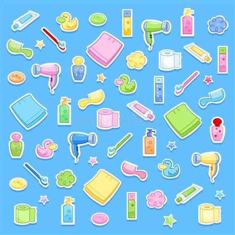 Kids and Bathroom Accessories Stock Illustration - Illustration of ...