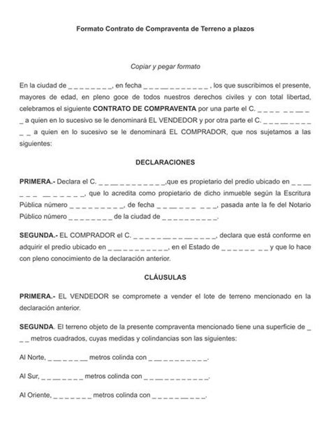 Formato Carta De Compraventa De Terreno A Plazos Cartasyformatos UDocz