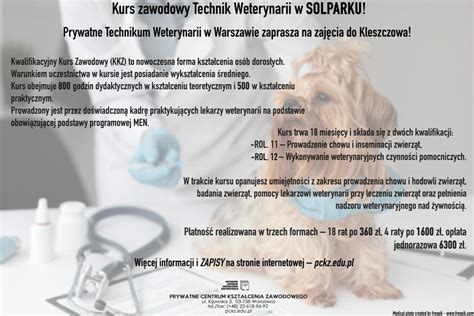 Kurs Zawodowy Technik Weterynarii W SOLPARKU Fundacja Rozwoju