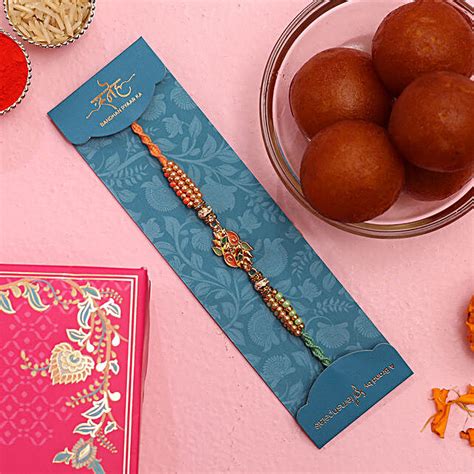 Leaf Pearl Designer Rakhi And Gulab Jamun Exp Uk Gift Leaf Pearl