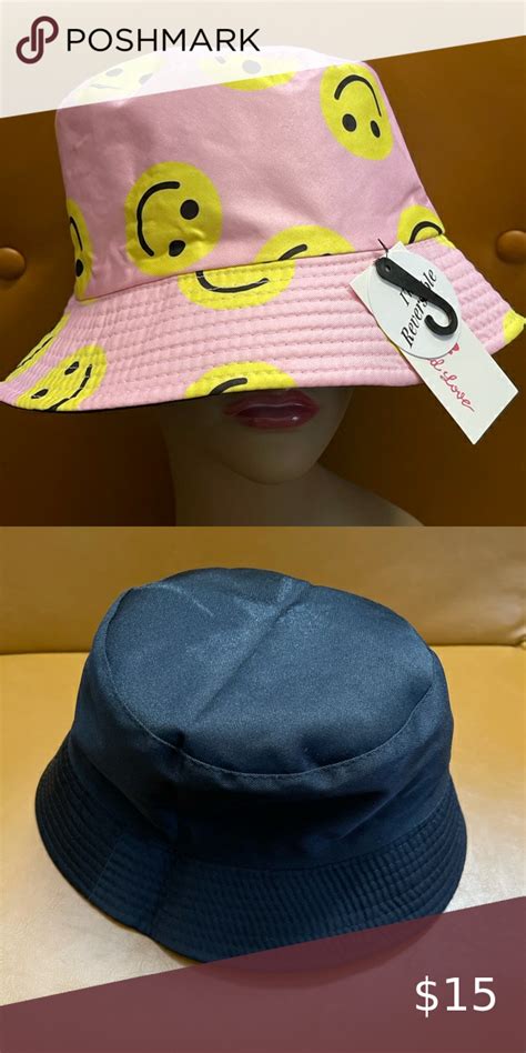 Smiley Face Reversible Bucket Hat Unisex Hats Unisex Bucket Hat