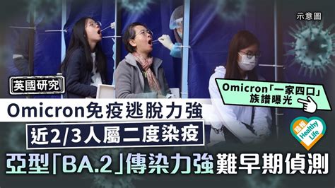 新冠肺炎︳omicron免疫逃脫力強近2 3人屬二度染疫 亞型「ba 2」傳染力強1 5倍難早期偵測 晴報 健康 生活健康 D220127