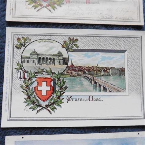 Basel Litho K Nstl Alte Rheinbr Cke Bahnhof Wappen Hotel Kaufen