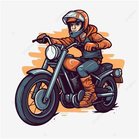 Motorcycle Rider Vector Sticker Clipart Motorcycle Character Cartoon