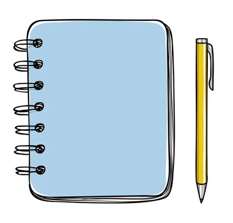 Yellow Notebook And Pen Vector Hand Drawn Cute Illustration Vector