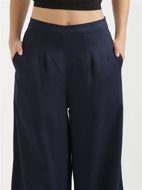 Navy Blue Palazzo Pants For Women Shop Online From सादा Saadaa