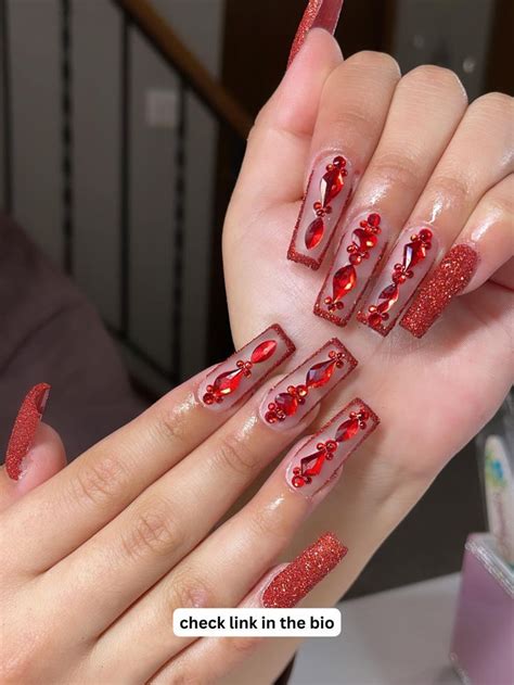 Red Acrylic Nails Red Acrylic Nails Acrylic Nail Designs Red Nails Glamorous Nails Allure