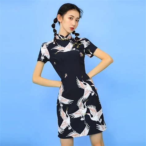 Ao Dai Elbise Cheongsam Seksi Oryantal Elbise Midi Zarif In Elbiseler