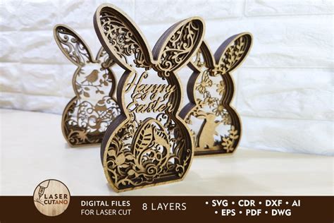 Multilayer Cut File Easter Bunny Bundle For Laser Cutting