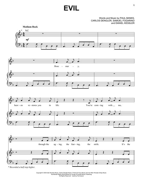 Interpol "Evil" Sheet Music Notes | Download Printable PDF Score 158713