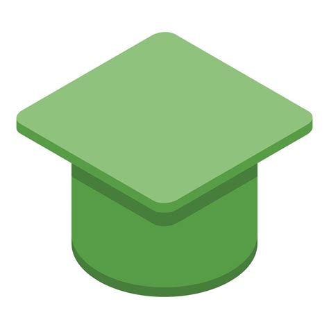 verde graduación sombrero icono isométrica vector estudiante colegio