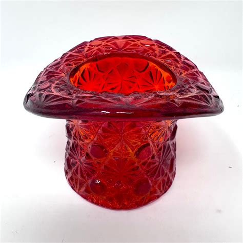 Vintage Fenton Amberina Glass Top Hat Vase Votive Toothpick Holder