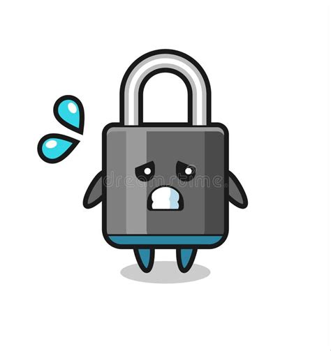 Padlock Mascot Character With Afraid Gesture Stock Vector