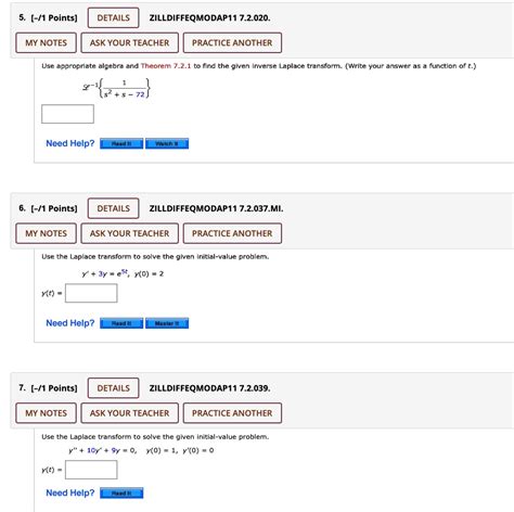 SOLVED Text 5 1 Points DETAILS ZILL DIFF EQ MOD AP 11 7 2 020