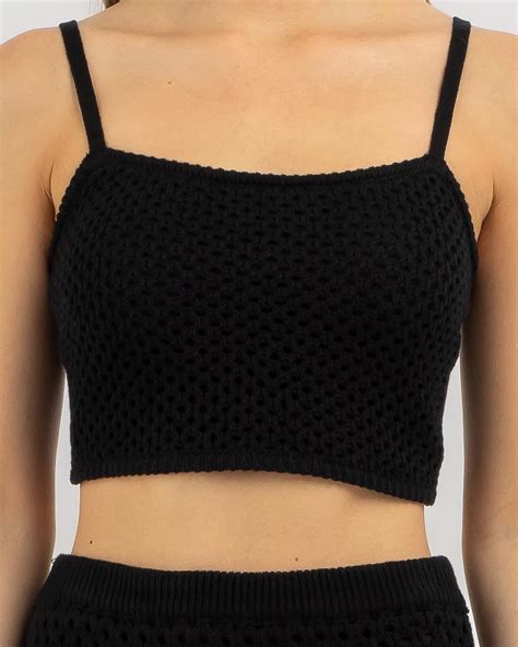 Shop Mooloola Taylah Crochet Top In Black Fast Shipping And Easy