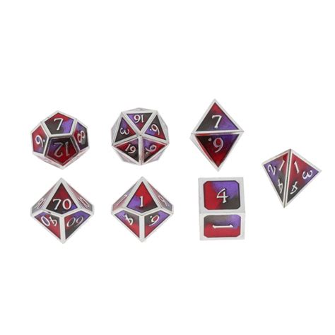 7 Pieces D6 D4 Metallic Polyhedral Dice For Dnd Dragon Scales Red