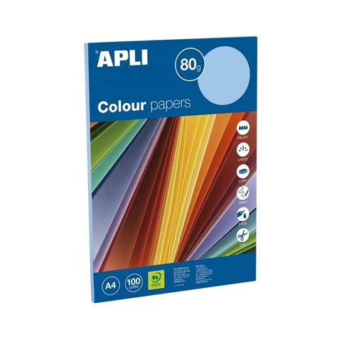 Papel Fotocópia Apli A4 80g 15283 100f Azul Pastel [ref 92665]