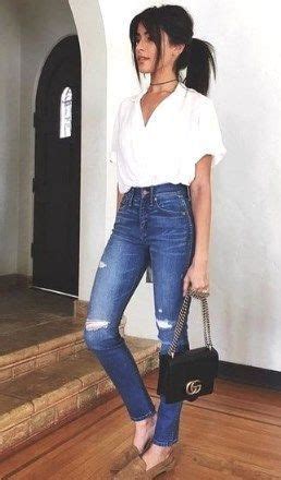 White Colour Outfit With Denim Jeans Hot Legs Picture Spring