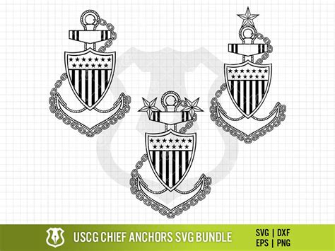 USCG Coast Guard Chief Anchors SVG Bundle Chief E7 Senior - Etsy