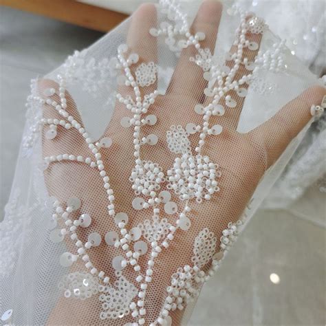 D Beaded Lace Fabric Wedding Dress Fabric Lace Bridal Floral Lace