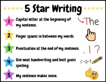 FREE 5 Star Writing Poster Checklist By The Tiny Teacher S Workshop