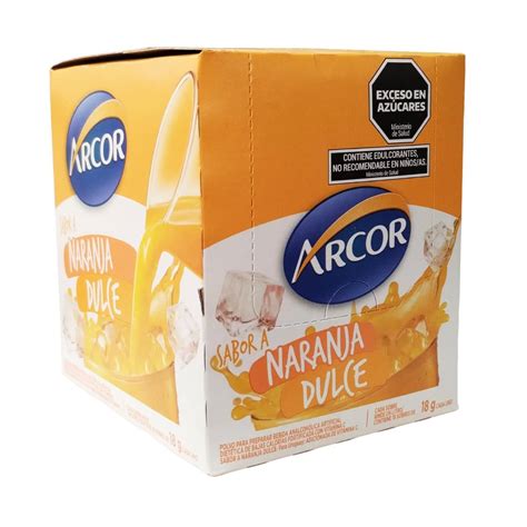 Arcor Jugo En Polvo Sabor A Naranja Dulce 18 G 18 Sobres