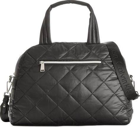 Calvin Klein Cire Nylon Quilted Satchel Satchel Handbags Bags Satchel