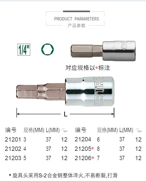 世达63mm系列内六角套筒头内6角旋具头套筒批头扳手头21201 21206