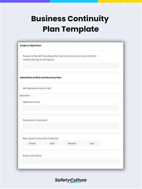 Free Business Continuity Plan Templates Pdf Safetyculture