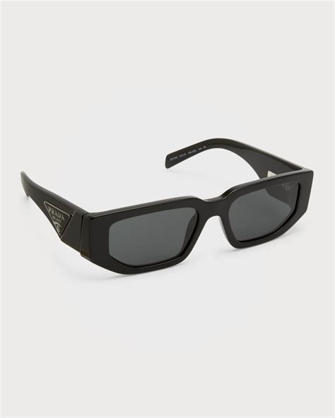 Prada Mens Triangle Logo Bicolor Rectangle Sunglasses Neiman Marcus