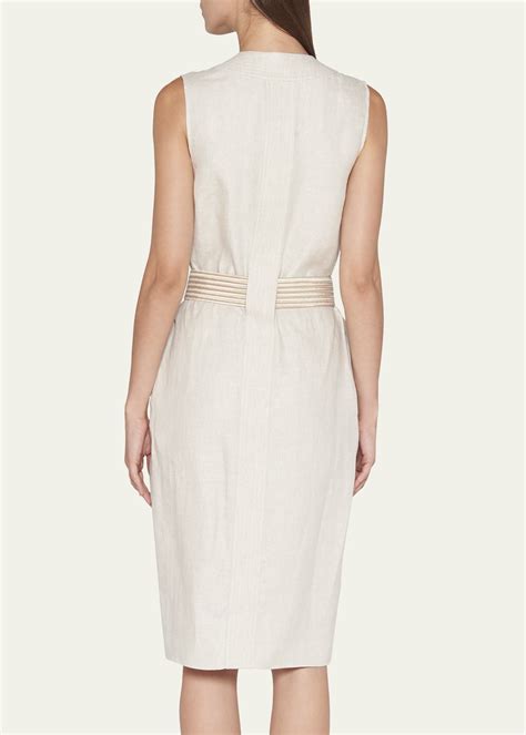 Agnona Belted Linen Wrap Dress Bergdorf Goodman