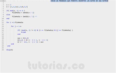 Arrays MatLab Invertir Matriz Cuadrada Tutorias Co