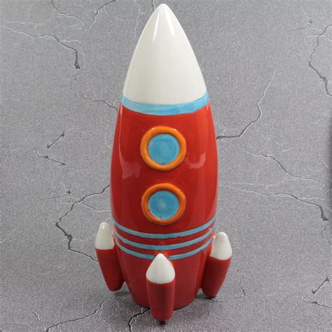 Retro Rocket Ship Ceramic Coin Money Bank | Retro rocket, Toy spaceship ...