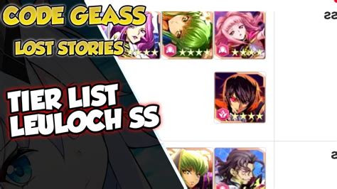 Code Geass Lost Stories Tier List Youtube