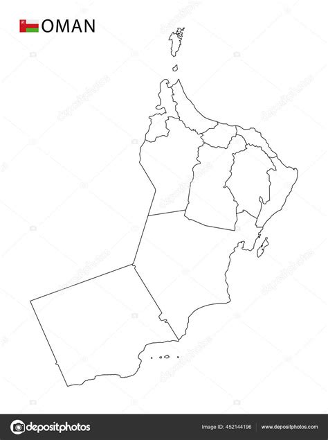 Oman Map Black White Detailed Outline Regions Country Vector