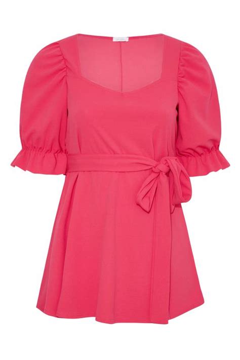 Yours London Plus Size Hot Pink Sweetheart Peplum Top Yours Clothing