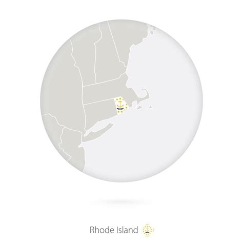 mapa do estado da ilha de rhode e bandeira em um círculo 9677940 Vetor