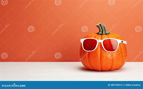 Pumpkin With Sunglasses On Orange Background 3d Illustration Stock Illustration Illustration